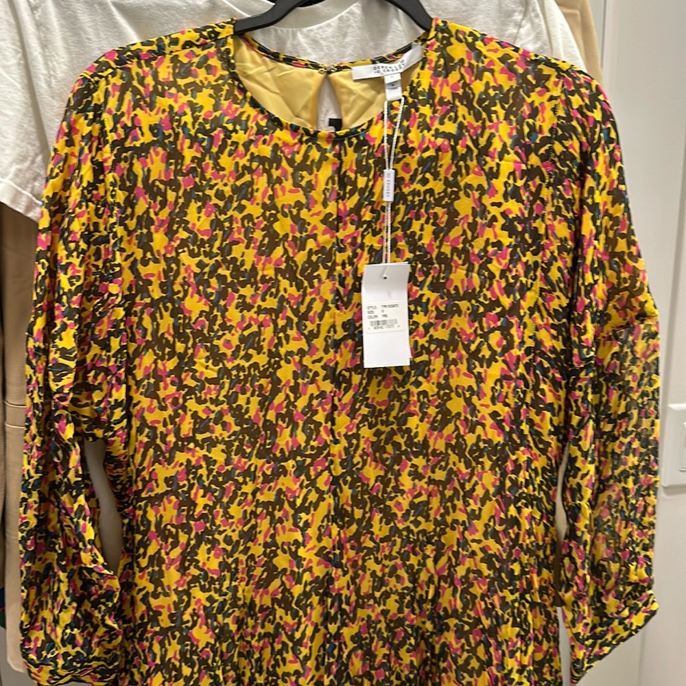 NWT Crosby Derek Lam Long Sleeve Dress Printed NEW Women 6 Tie Waist